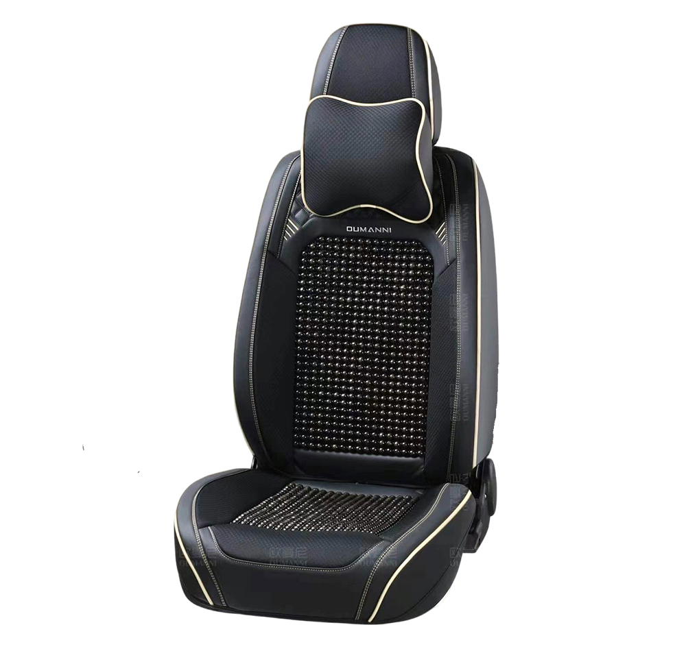 car seat covers(LEATHER+WOOD BEAD) 8-190