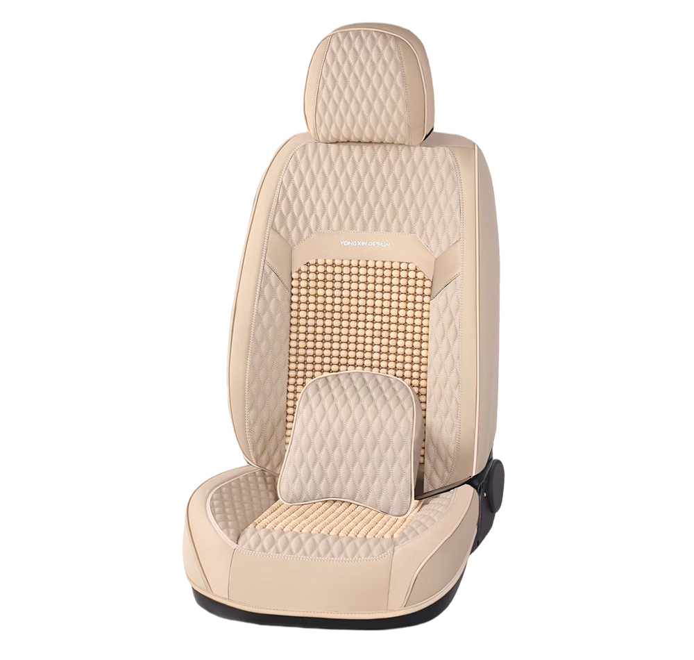 car seat covers(LEATHER+WOOD BEAD) 8-197