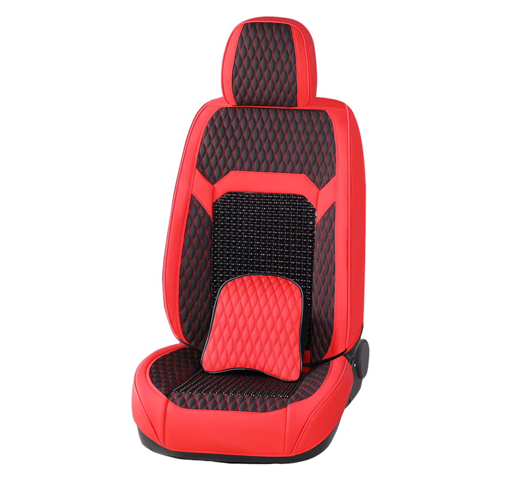 car seat covers(LEATHER+WOOD BEAD) 8-199